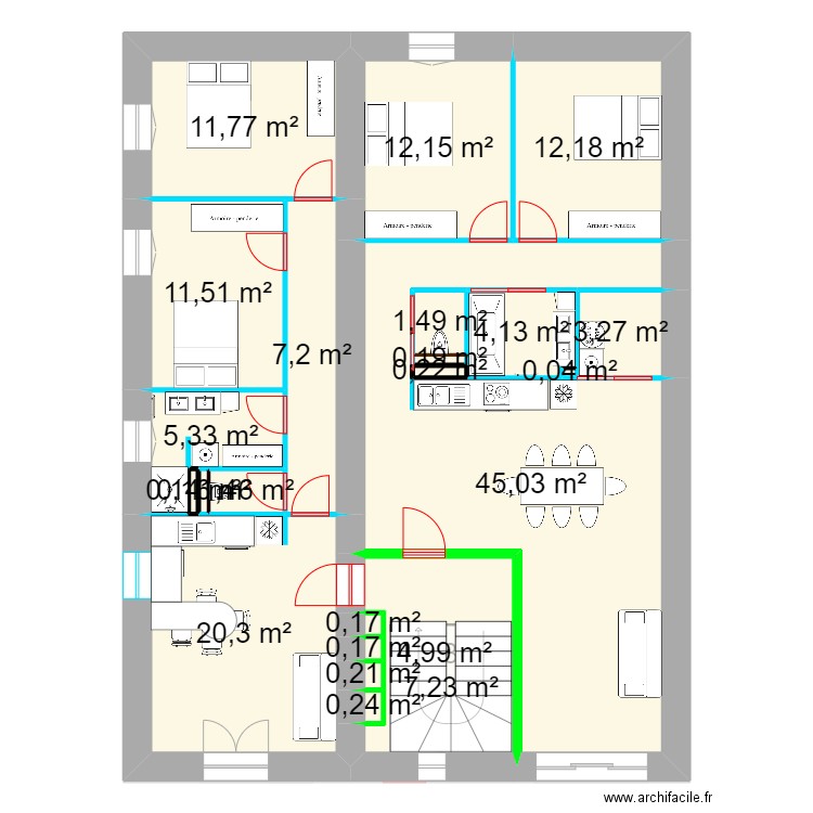 arburua. Plan de 53 pièces et 467 m2