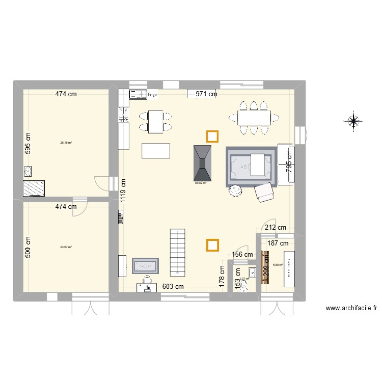 Blanaz v1. Plan de 5 pièces et 158 m2