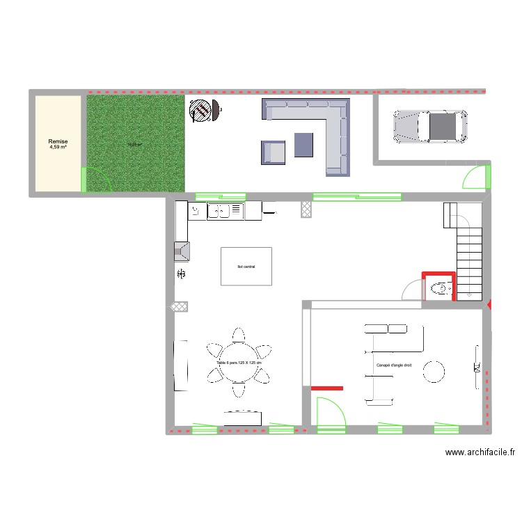 Maison. Plan de 1 pièce et 5 m2