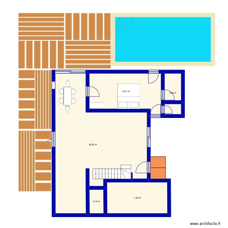 pièces a vivre. Plan de 5 pièces et 87 m2