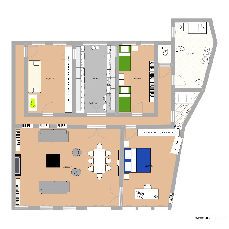 46 SADA. Plan de 8 pièces et 146 m2