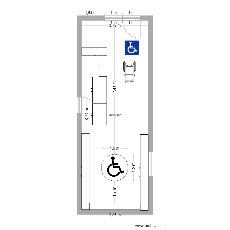 Plan AP. Plan de 1 pièce et 39 m2