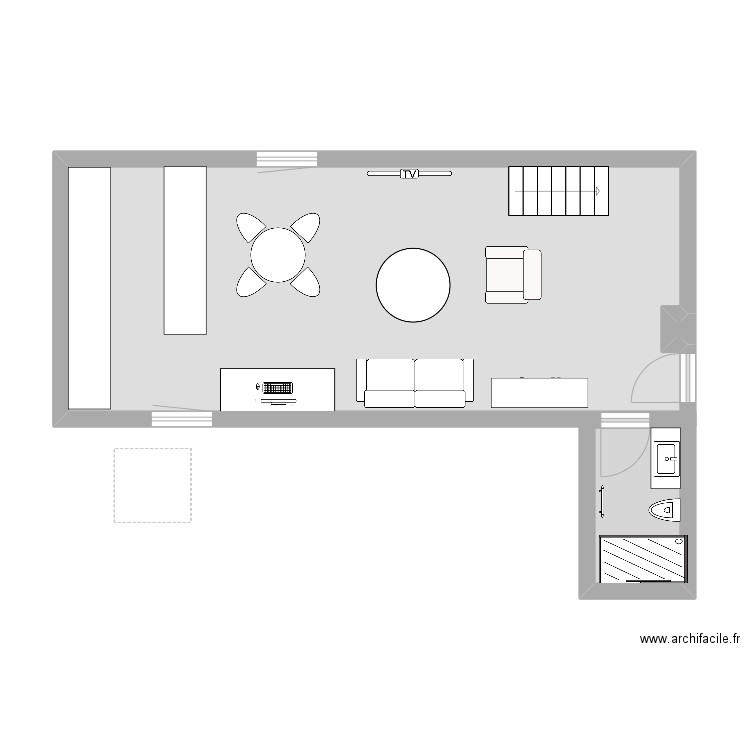 Bediou. Plan de 3 pièces et 43 m2