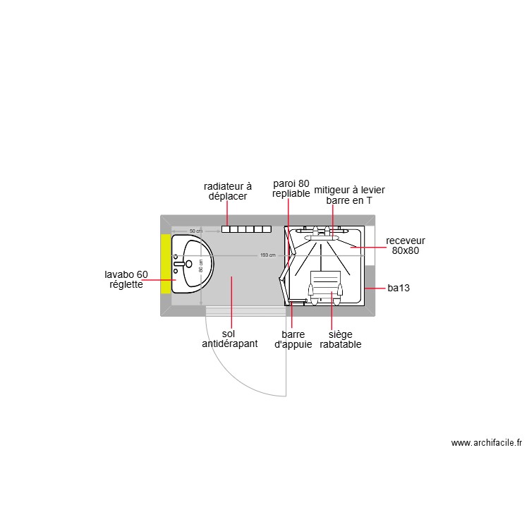 camra keuffer. Plan de 1 pièce et 2 m2