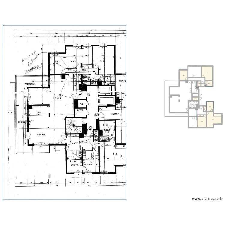 Appartement T7 Pute. Plan de 12 pièces et 78 m2