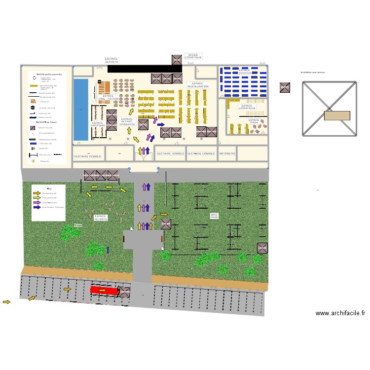 RAS - Plans intérieur barnums. Plan de 4 pièces et 2123 m2