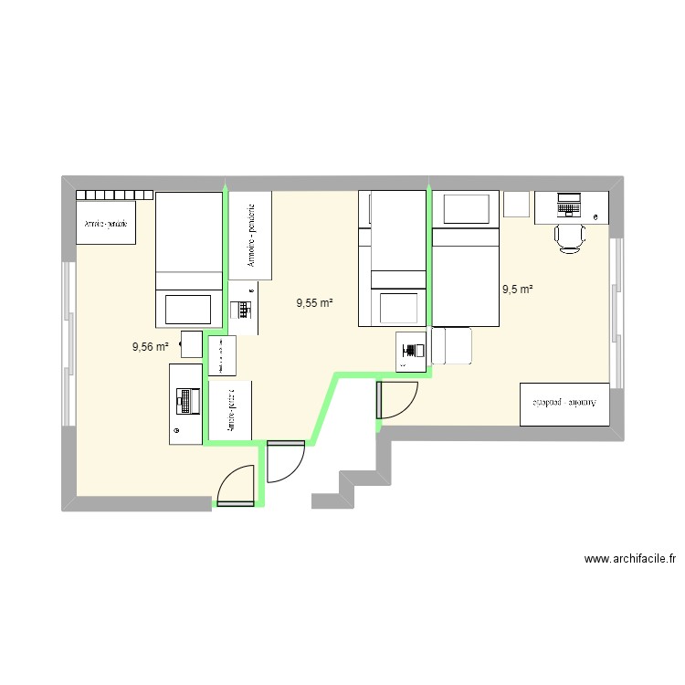 Plan Général V3. Plan de 3 pièces et 29 m2