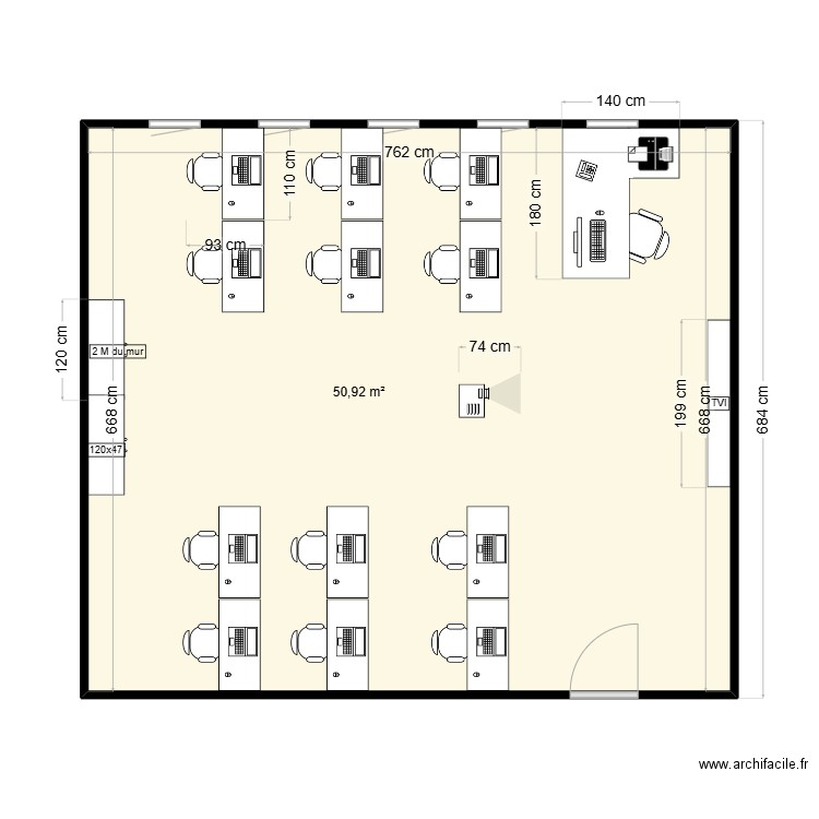 G203. Plan de 1 pièce et 51 m2