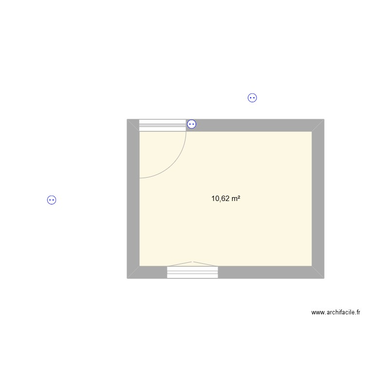 chambre nord. Plan de 1 pièce et 11 m2