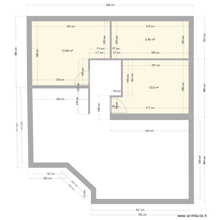 ProjetMartine. Plan de 3 pièces et 32 m2