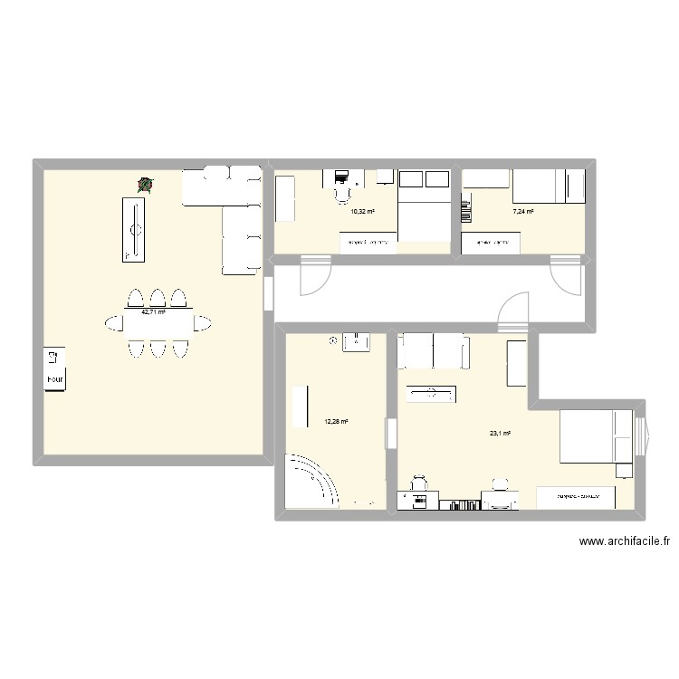 maisons 3 chambres av66. Plan de 5 pièces et 96 m2