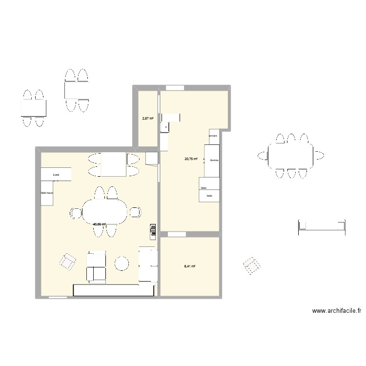 atelier ouest. Plan de 4 pièces et 72 m2