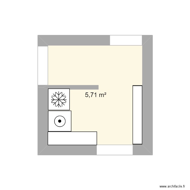 buanderie. Plan de 1 pièce et 6 m2