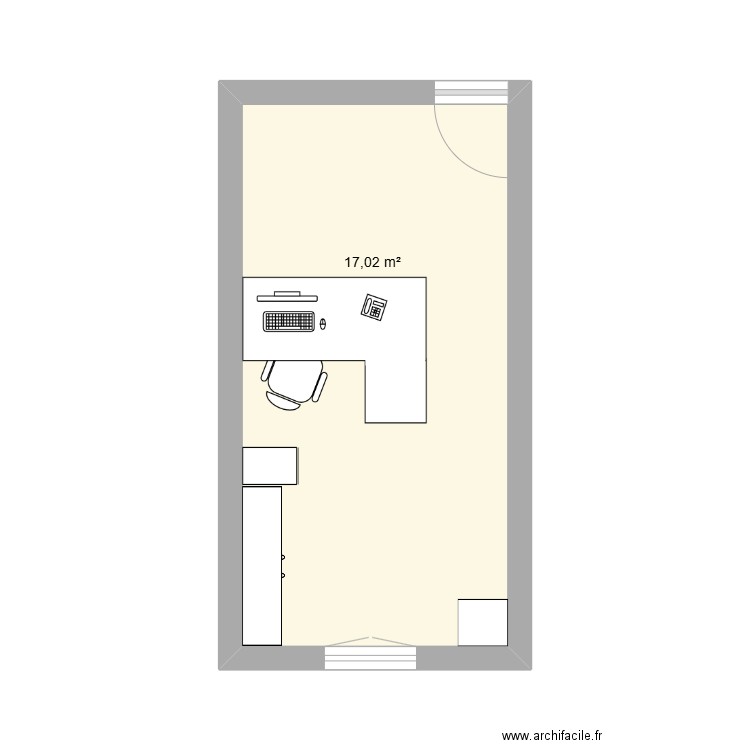 BUREAU 216. Plan de 1 pièce et 17 m2