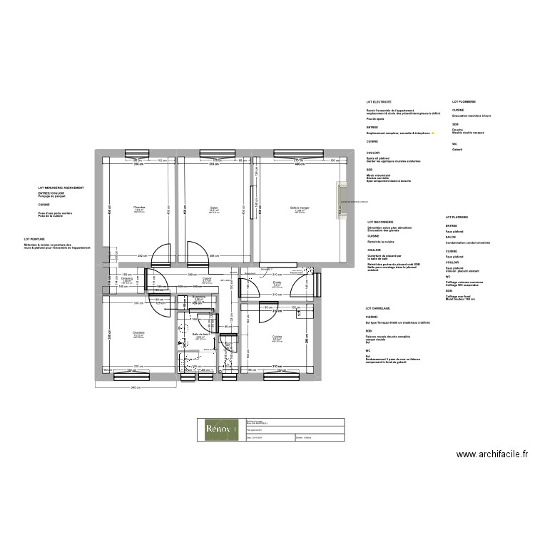 Projet Carmélites plan démolition. Plan de 11 pièces et 84 m2