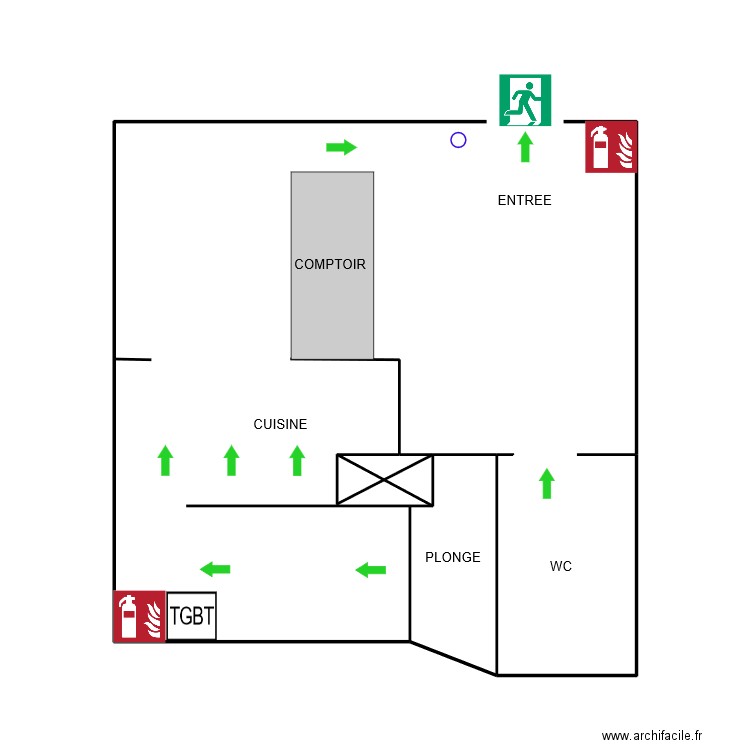 PLAN D'EVACUATION . Plan de 4 pièces et 4 m2