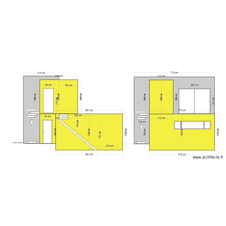 Projet 3  vue cote & facade arrière 130cm Molenbeek 5.11.24v2. Plan de 0 pièce et 0 m2