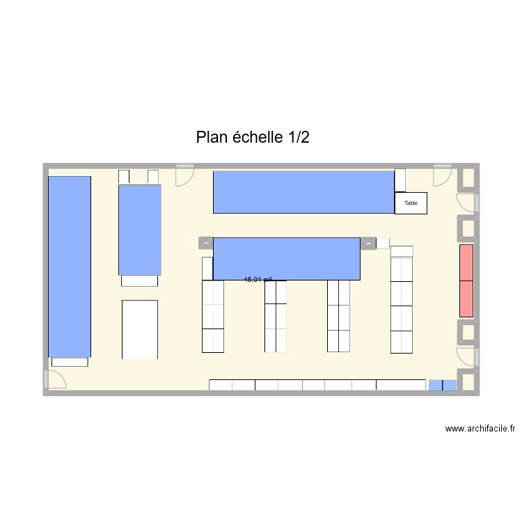 rayonnage fixe après. Plan de 7 pièces et 46 m2