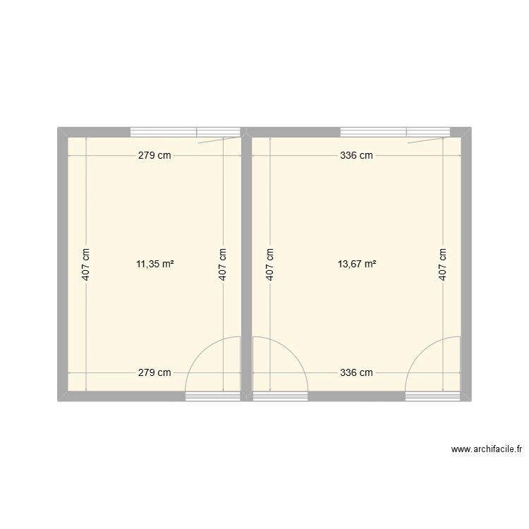 chambre2. Plan de 2 pièces et 25 m2