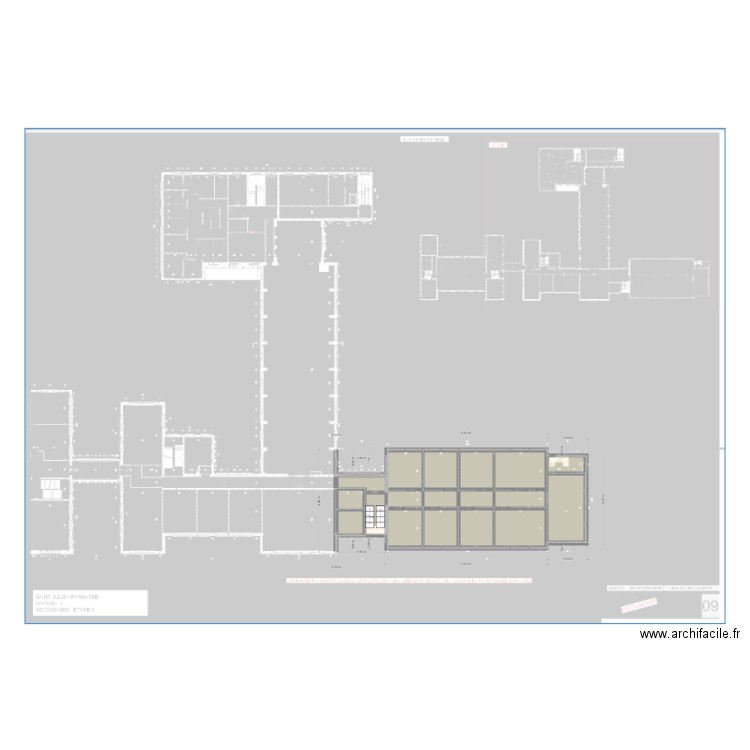 ISJP/Secondaire/Aile Droite/Etage 3. Plan de 17 pièces et 30 m2