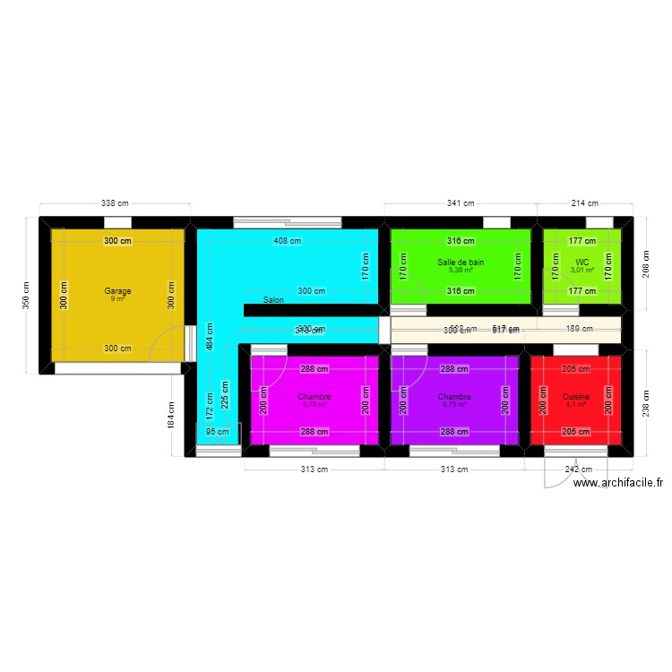 naturel. Plan de 8 pièces et 48 m2