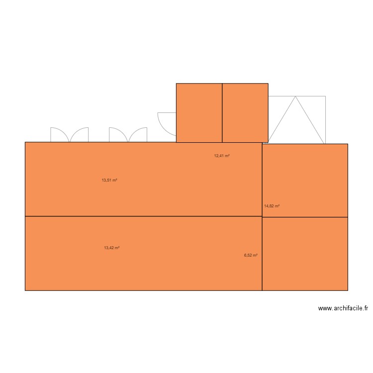 alexi toiture. Plan de 5 pièces et 61 m2