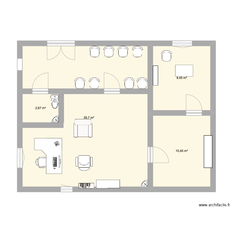 PODO. Plan de 4 pièces et 62 m2