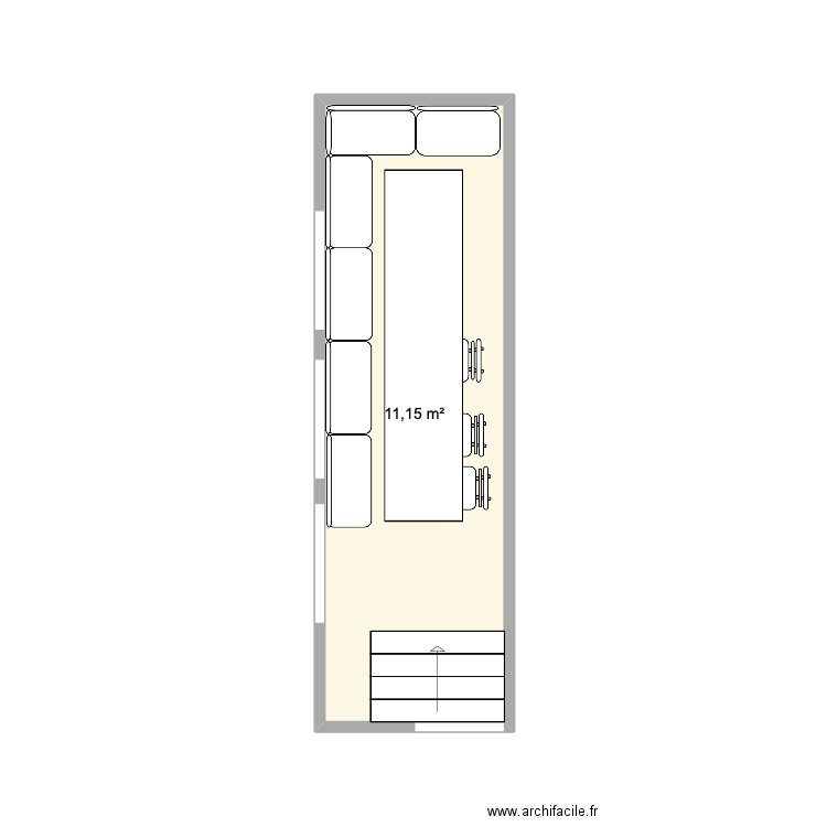 salon hiver. Plan de 1 pièce et 11 m2