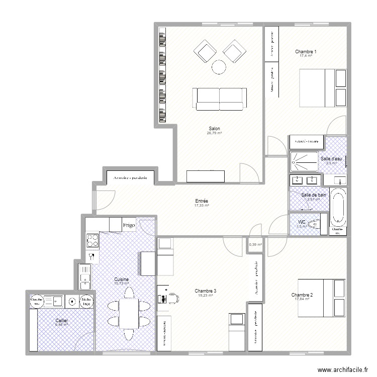 Longchamps Projet. Plan de 11 pièces et 130 m2