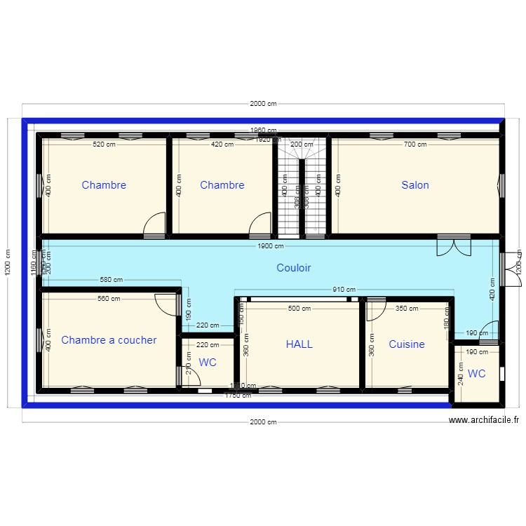 PLAN 20X12 N5. Plan de 11 pièces et 204 m2