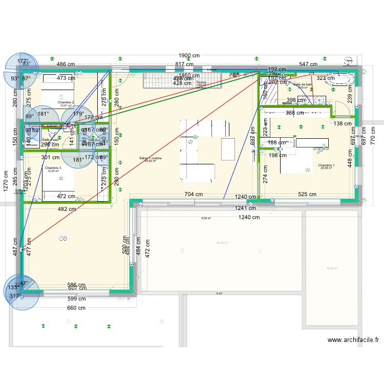 Plomberie nouvelle version. Plan de 26 pièces et 375 m2