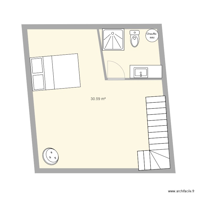 cham sdb 2. Plan de 1 pièce et 31 m2