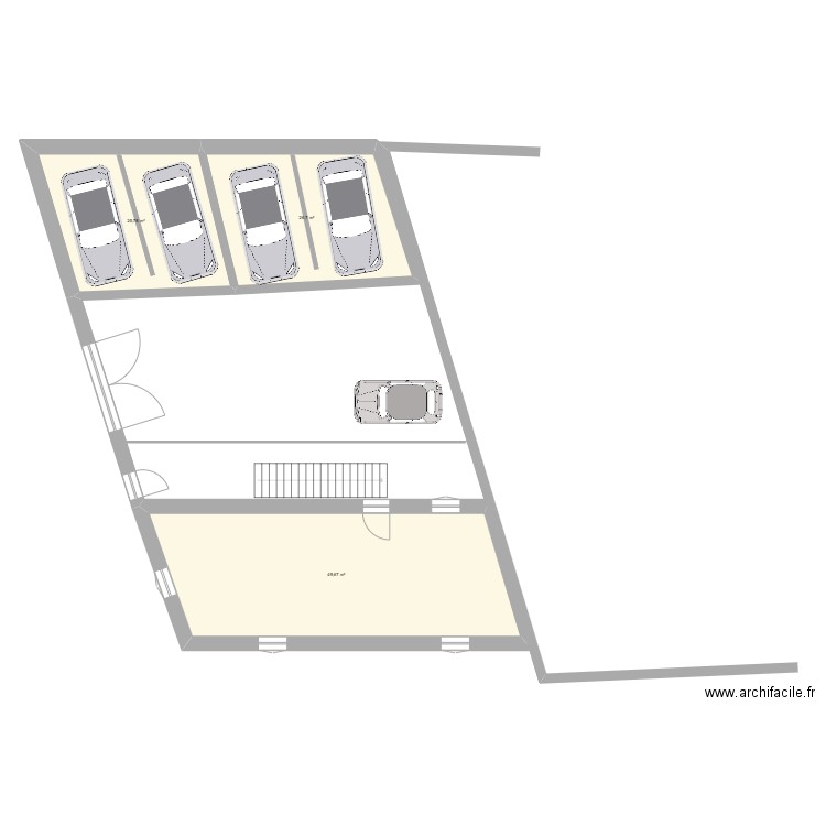 PLACES DE GARAGE . Plan de 3 pièces et 102 m2