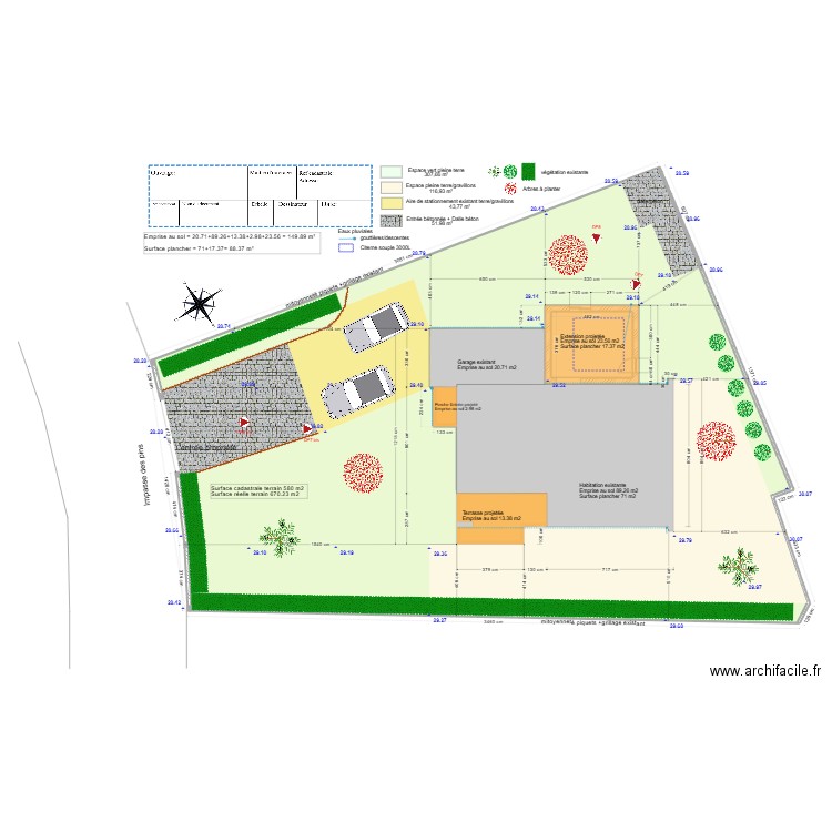 plan de masse projeté Rev1. Plan de 8 pièces et 796 m2