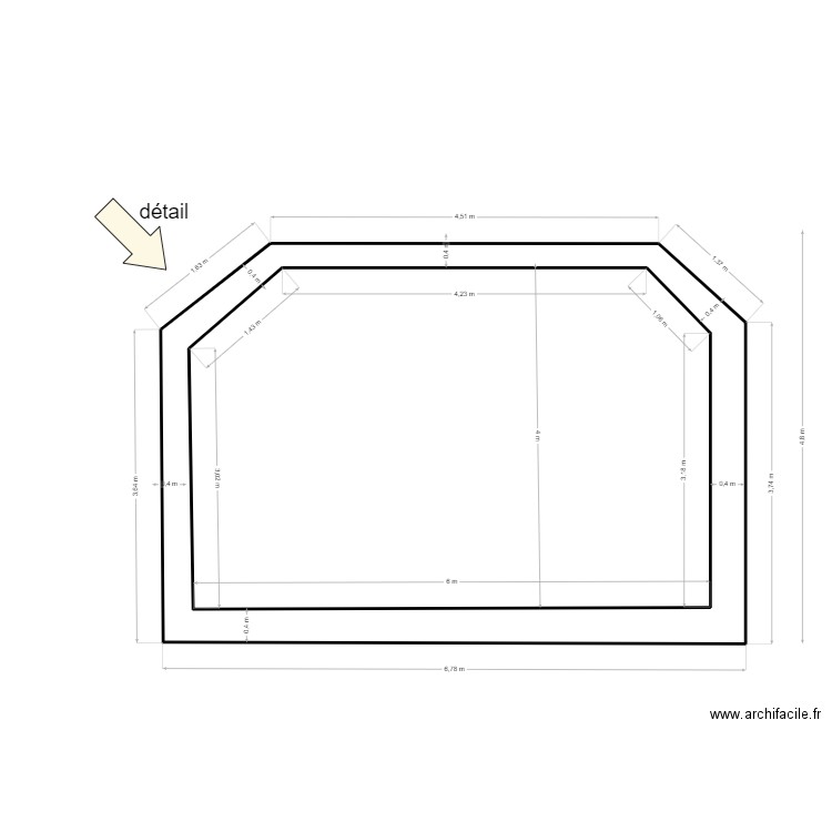 plan piscine. Plan de 2 pièces et 53 m2