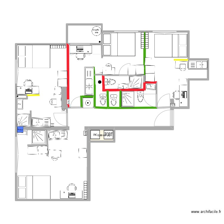 RICHELIEU2 V10. Plan de 1 pièce et 1 m2