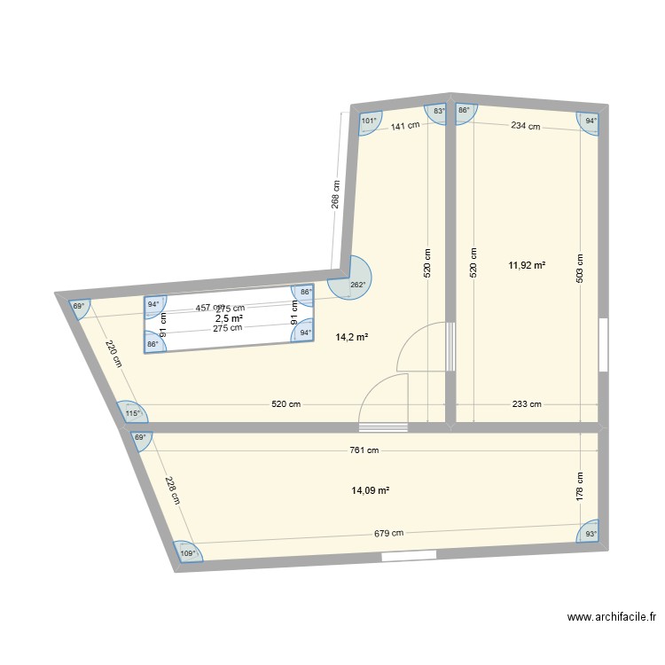 Étage. Plan de 4 pièces et 45 m2