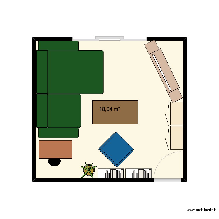 salon2. Plan de 1 pièce et 18 m2