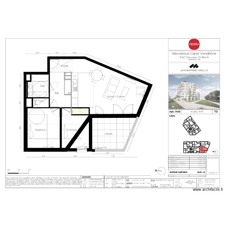 T3 S. Plan de 1 pièce et 16 m2