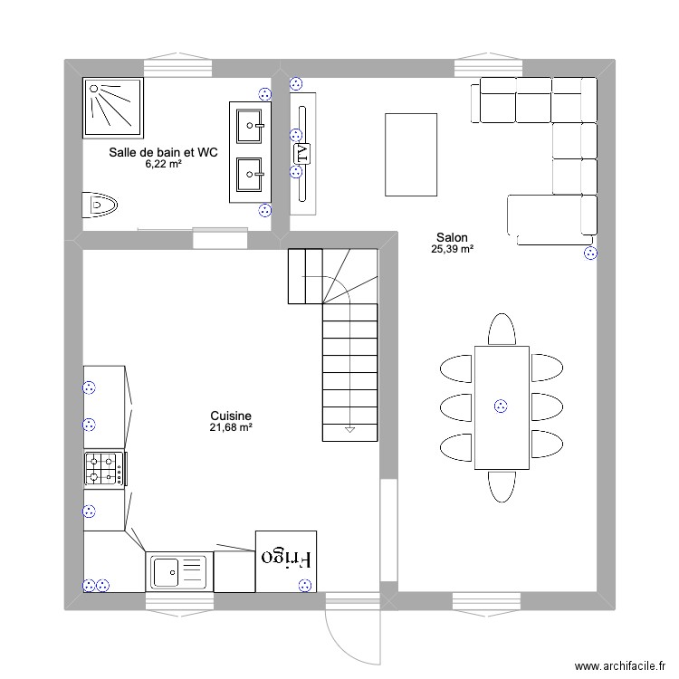 PROTO. Plan de 3 pièces et 53 m2