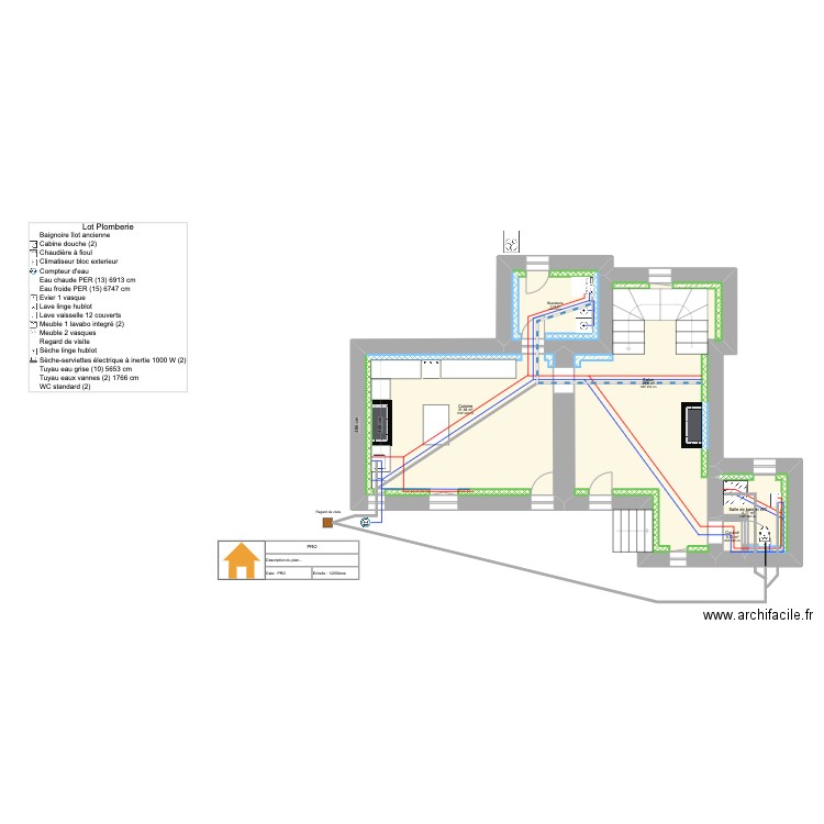 Plan Fermette - Rénovation Globale. Plan de 19 pièces et 202 m2