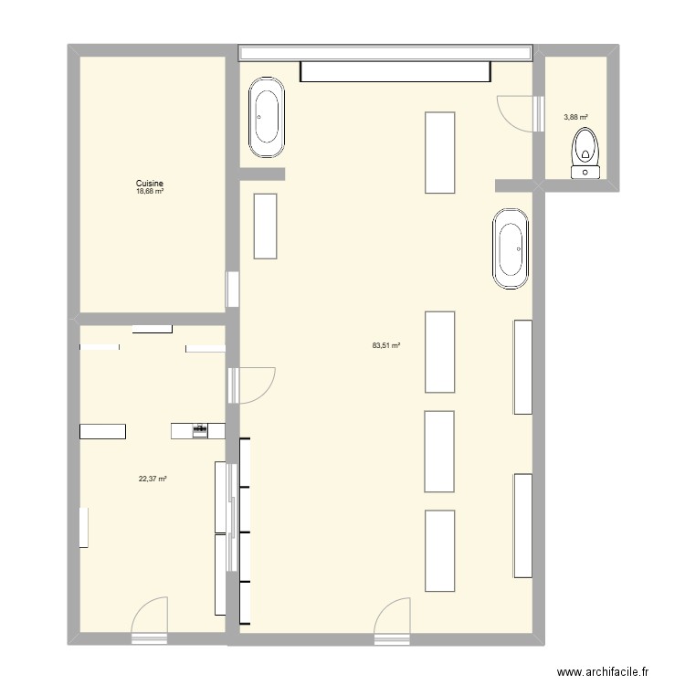 plan salon toilettage. Plan de 4 pièces et 128 m2