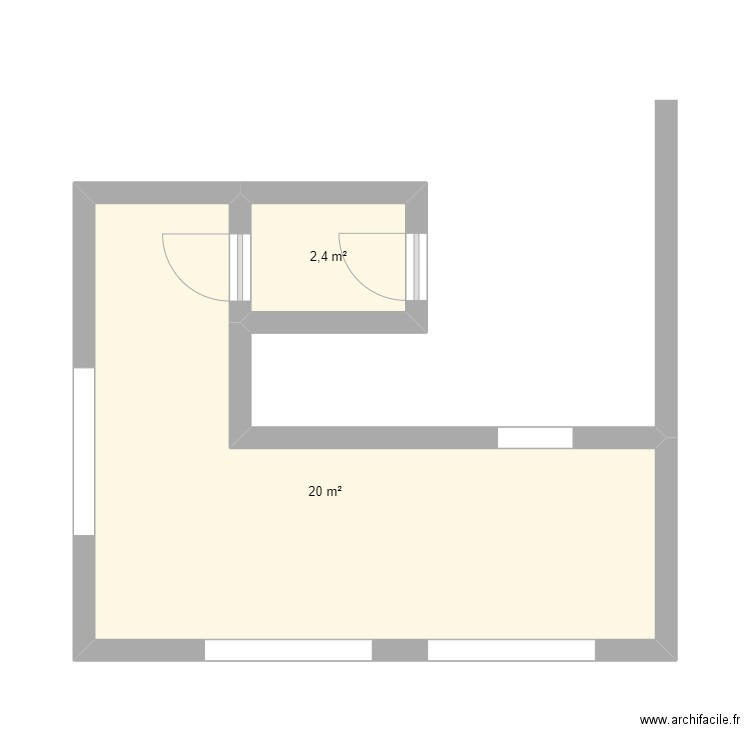 salon. Plan de 2 pièces et 22 m2