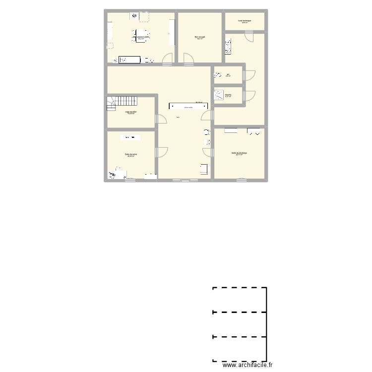 cab. Plan de 9 pièces et 226 m2