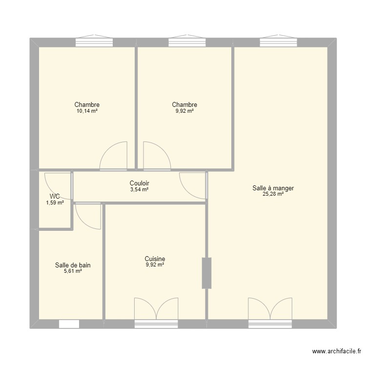 maison. Plan de 7 pièces et 66 m2