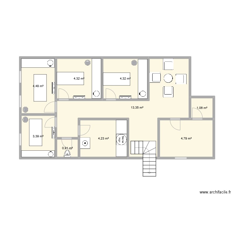 institut . Plan de 9 pièces et 41 m2