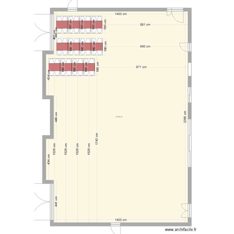 Plan de table 02. Plan de 1 pièce et 315 m2