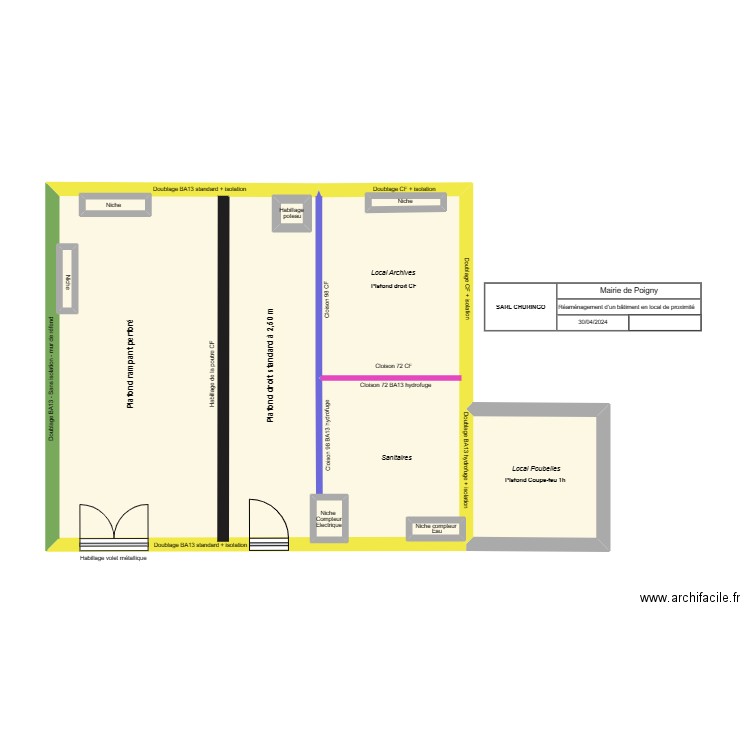 Plan de Poigny . Plan de 8 pièces et 66 m2