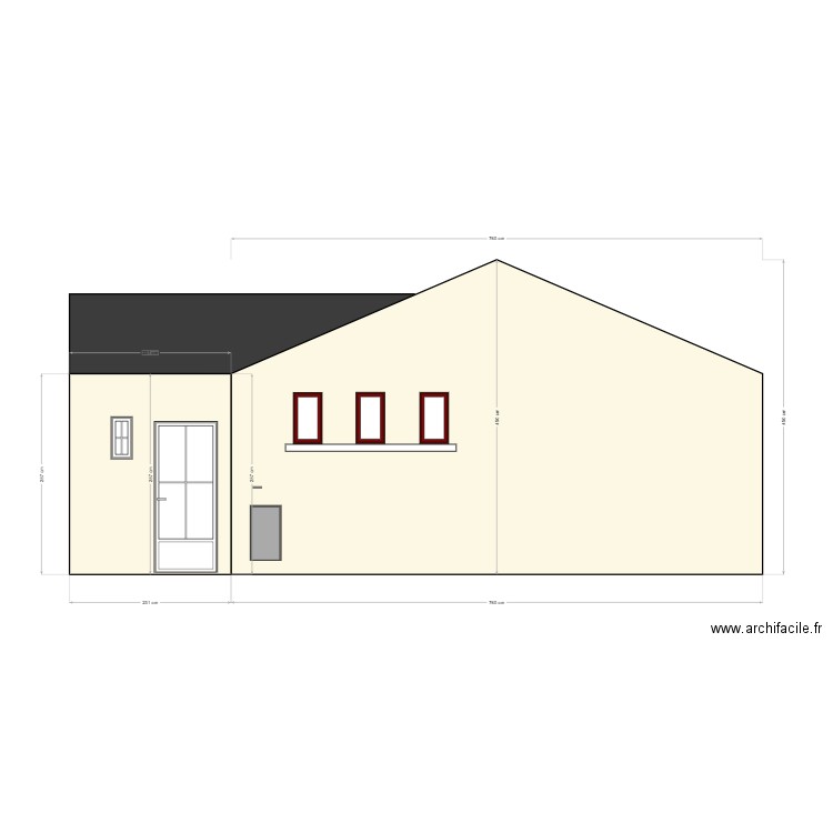 facade coté garage. Plan de 0 pièce et 0 m2