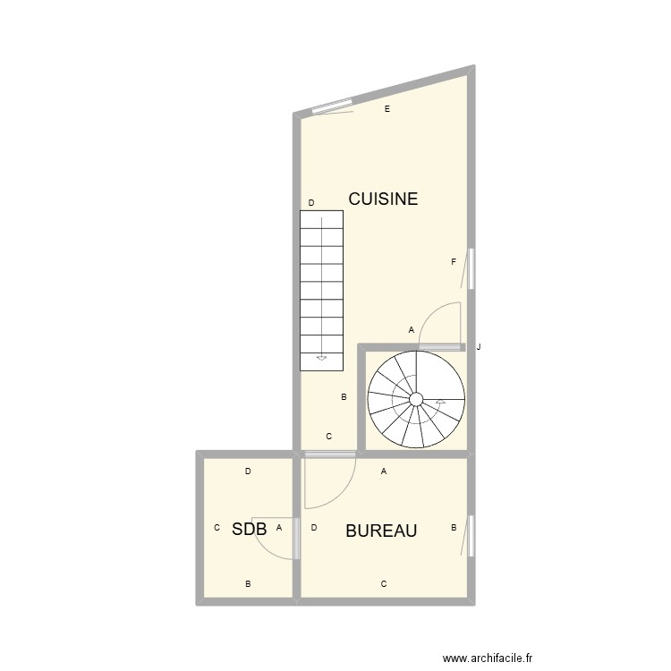 ETAGE 1 DEUXIEME APPART PLOMB. Plan de 9 pièces et 43 m2